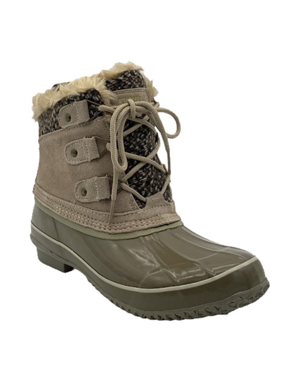 Khombu 7 KERI Green Taupe Short Winter Duck Booties
